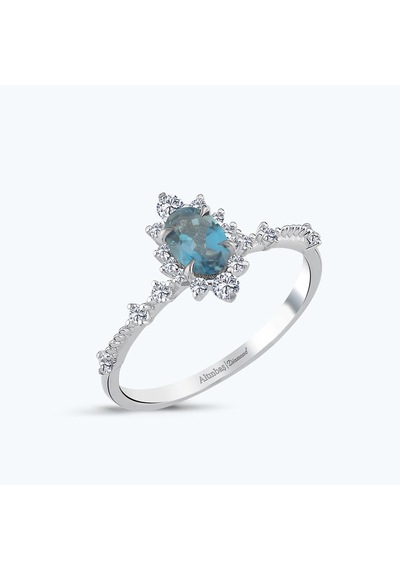 Altınbaş Pırlanta Topaz Oval Yüzük Pnf004lbt-14k