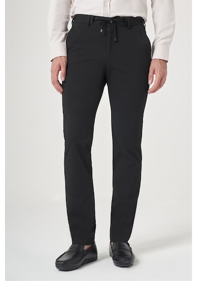 İmza Siyah Yan Cep Kendinden Desenli Gofreli Jogger Slim Fit Esnek Pantolon 1003260177