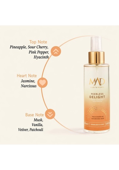 Mad Peerless Delight Saç Parfümü 160 Ml Ananas, Paçuli Ve Vanilya İle Meyvemsi, Baharatlı Ve Kalıcı Amber