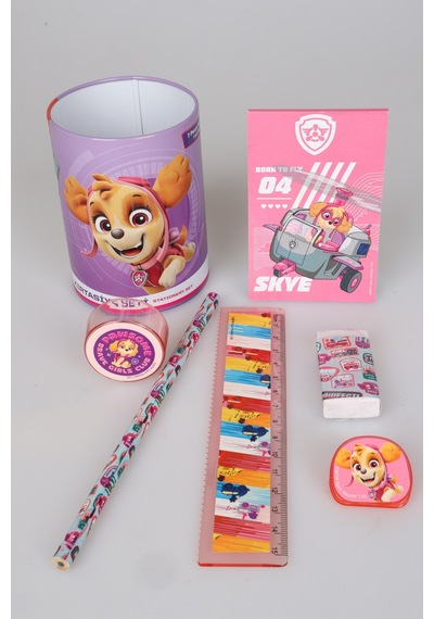 X Dekomus Lisanslı Paw Patrol Pink Paws Collection 7'li Kırtasiye Seti Metal Kalemlik,not Defteri,kurşun Kalem,cetvel,silgi,kalemtraş,ataç Seti Diğer