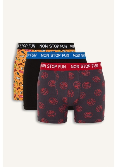 Defacto Pamuklu Regular Fıt Desenli 3lü Boxer B4782ax26auyl157 Sarı-yl157