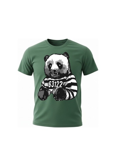 Urbantrendstore Unisex Panda Mahkum Temalı Oversize Fit Rahat Geniş Salaş T-shirt Günlük Tişört Yeşil
