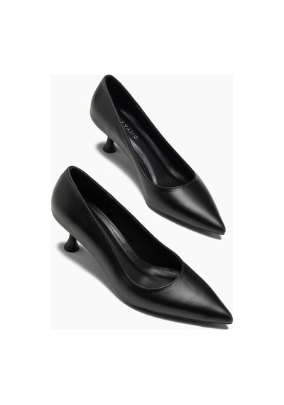Austin Hakiki Deri Siyah Cilt 5 Cm Kadın Stiletto
