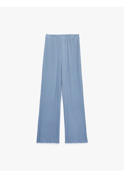 Koton Modal Kumaş Dokulu Bol Paça Pijama Altı Mavi 7wlk40062mk