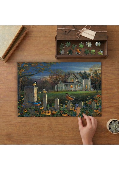 Bahçede Akşam Kuşları Tasarımı 240 Parça Ahşap Puzzle Ahşap Kutuda Mpy20378