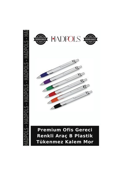 Premium Ofis Gereci Renkli Araç B Plastik Tükenmez Kalem Mor
