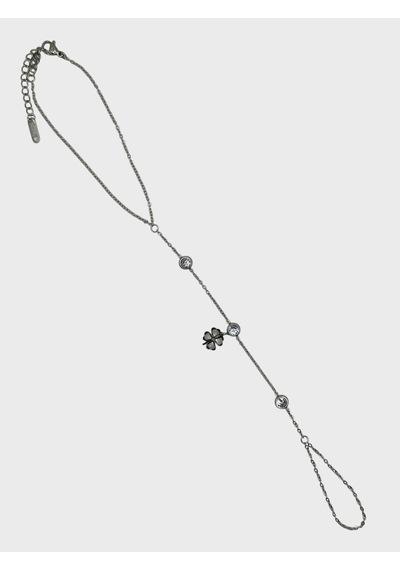 Arnes Jewelry Çelik Zirkon Taşlı Yoncalı Şahmeran Bileklik Ar582nes Gri