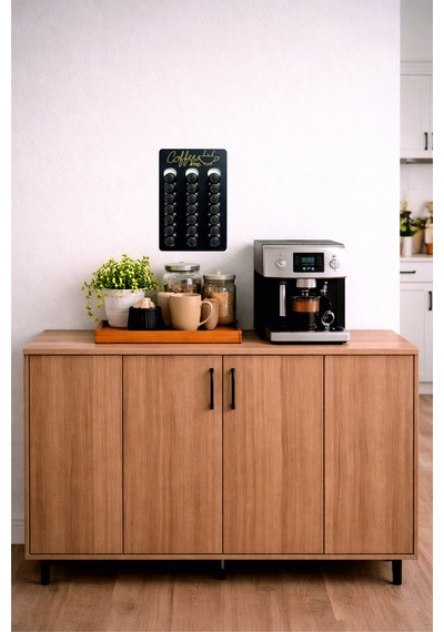 Kapsül Kahve Tutucu Stand Coffee Time Yazılı Mdf Duvar Organizer 21 Kapsül Kapasite Diğer