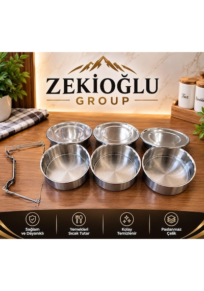Sefer Tası No 5 Paslanmaz Çelik Yemek Kabı 3 Lü Saklama Kabı 3 Katlı Yemek Taşıma Kabı Renksiz