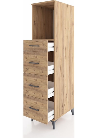 Kronos Dolap Tek Raflı 4 Çekmeceli 44x59x182 Çam-çam Çam