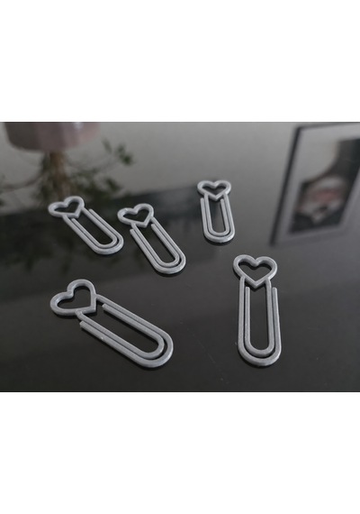 3d Baskı Kalp Figürlü Ataç - 10lu Set - Gri