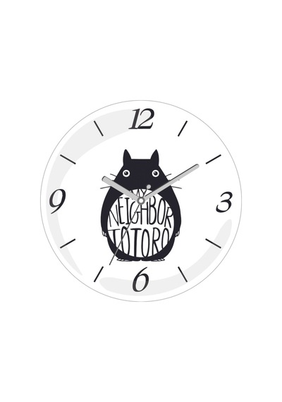 Totoro Bombeli Gerçek Cam Duvar Saati Siyah