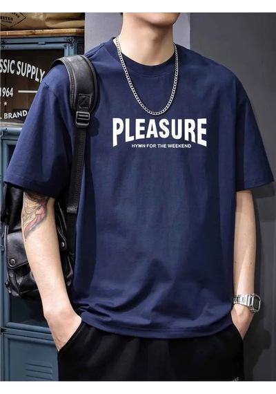 Flood Of Style Erkek Lacivert Pleasure Baskılı Oversize