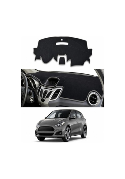 Ford - Fiesta 2008-2017 Uyumlu Torpido Koruma Kılıfı - Gri Şeritli