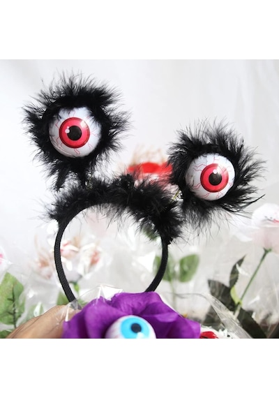 Cadılar Bayramı Halloween Otrişli Sallanan Gözlü Parti Tacı