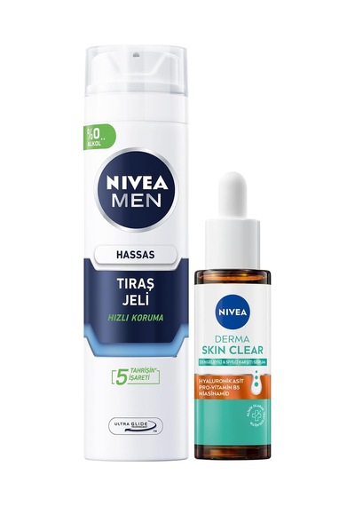Tr Men Erkek Hassas Tıraş Jeli 200ml Ve Derma Skin Clear Karşıtı Serum 30ml, Cilt Bakım Seti