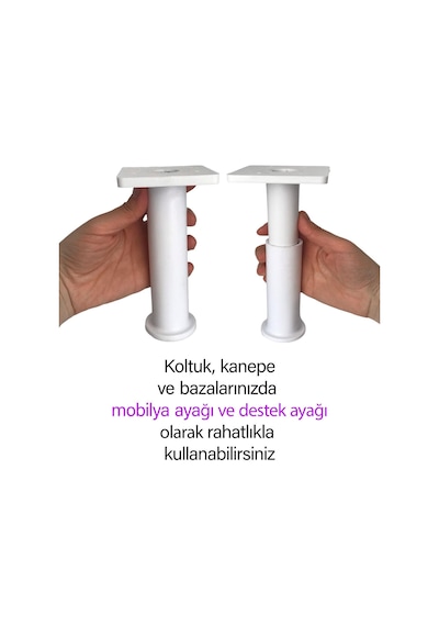 2 Adet Modül Ayarlanabilir Destek Ayağı 15 X 23 Cm Beyaz Ayak Mobilya Kanepe Baza Koltuk Ünite Ayakları