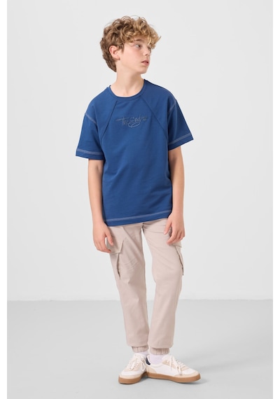 Tommy Life Taş Standart Fit Dokuma Hafif Esnek Chino Erkek Çocuk Pantolon - 11271 Taş