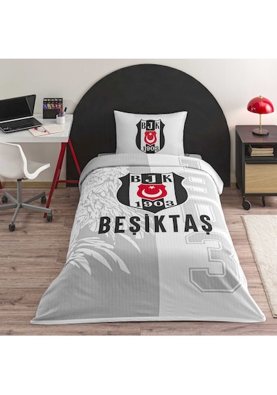 Taç Lisanslı Beşiktaş Soccer Tek Kişilik Pamuk Pike Takımı