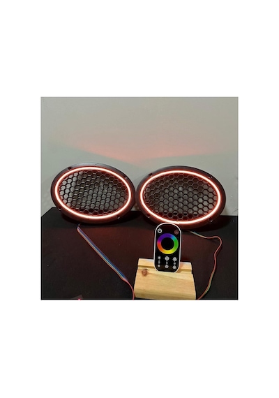 Dokunmatik Kumandalı Neon Işıklı Oval Hoparlör Kapağı 1 Takım 2 Adet 6x9