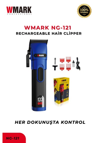 Wmark Ng-121 Profesyonel Saç Kesme Makinesi Mavi Güçlü Motor, Kablosuz Clipper 3-4 Saat
