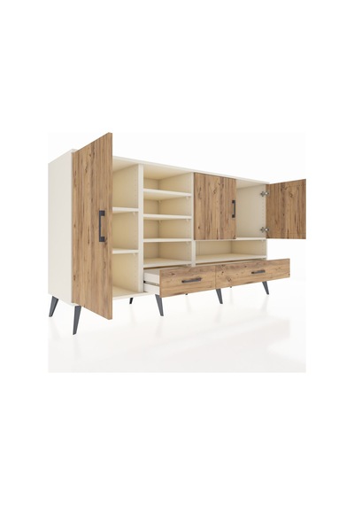 Kronos Konsol 8 Raflı 2 Çekmeceli 3 Kapaklı 176x59x99 Aytaşı-çam Aytaşı-çam