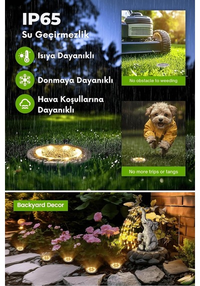Technosmart Solar 4adet Yeni Model Zemin Bahçe Aydınlatma Güneş Enerjili Çelik Malzeme Sarı Işık ANTRASİT