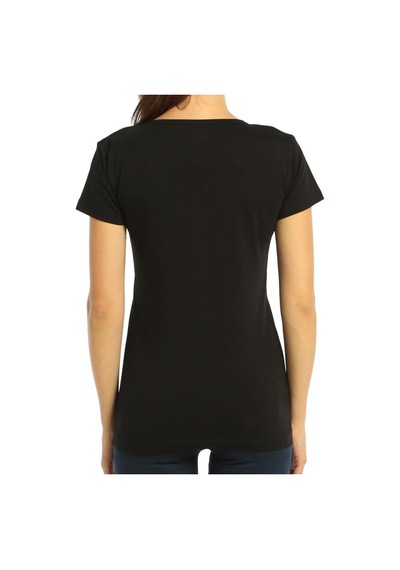 Bant Giyim - Açık Bisiklet Yaka Siyah Kadın Tişört T-Shirt