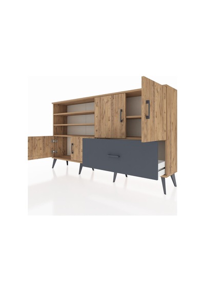 Arges Konsol 5 Raflı Tek Çekmeceli 4 Kapaklı 176x30x99 Çam-çam/an Çam-çam/antrasit Arges Konsol 5 Raflı Tek Çekmeceli 4 Kapaklı 176x30x99 Çam-çam/an Çam-çam/antrasit
