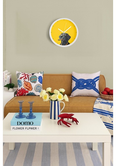 Cool Köpek Tasarım Modern Duvar Saati - 42cm - Önü Camlı Beyaz Kasa - Sessiz Mekanizma Beyaz