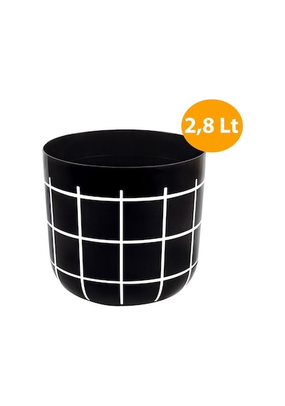 Omnipazar Krs-212 Dekoratif Karo Desenli Saksı 2.8 Litre No 2 Siyah