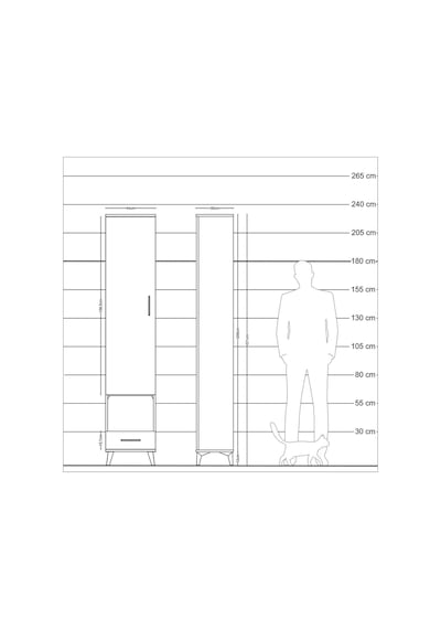 Arges Dolap 5 Raflı Tek Çekmeceli Tek Kapaklı 44x30x221 Antrasit-çam Antrasit