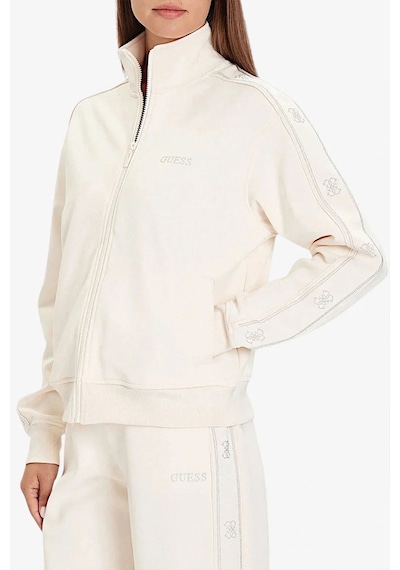 Guess Logolu Kadın Fermuarlı Sweatshirt Krem