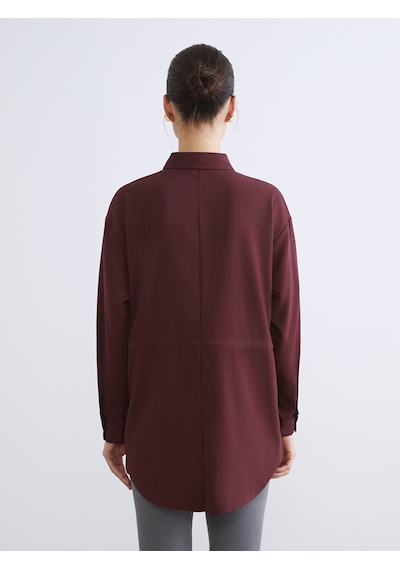 Lcwaıkıkı Classic Bordo Beli Bağlamalı Kadın Gömlek Tunik
