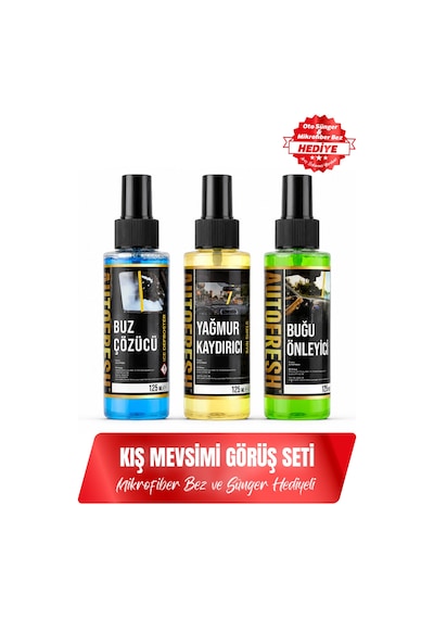 Kışlık 3'lü Oto Bakım Sprey Set Buğu Önleyici Buz Cözücü Yağmur Kaydırıcı 3x125ml