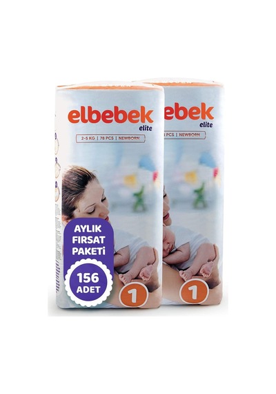 Elbebek - Elite Bebek Bezi 1 Numara Yenidoğan 2 x 78 Adet