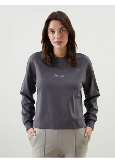 LC Waikiki Lcw Vision Antrasit Bisiklet Yaka Baskılı Oversize Kadın Sweatshirt Açık Kahverengi LC Waikiki Lcw Vision Antrasit Bisiklet Yaka Baskılı Oversize Kadın Sweatshirt Açık Kahverengi