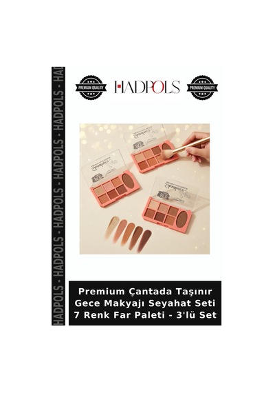 Premium Çantada Taşınır Gece Makyajı Seyahat Seti 7 Renk Far Paleti - 3'lü Set Belirtilmemiş