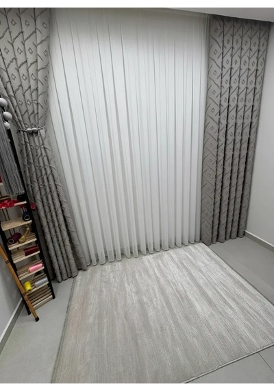 Nivemeshome Sedef Gri 1/3 Pileli Fon Perde 50x280
