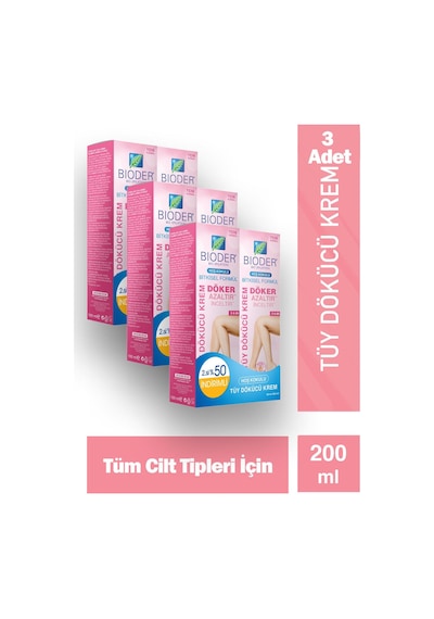 Bioder Tüy Dökücü Krem Kadınlara Özel 100 Ml - 2. Ürün %50 İndirim Etiketli 3 Adet