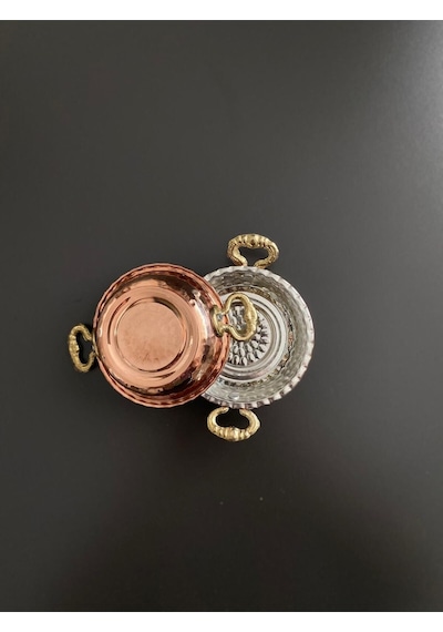 6'lı Kulplu Bakır Çerezlik-kahvaltılık-reçellik-sunumluk Set Mini 9 Cm X 2,3 Cm Bakır