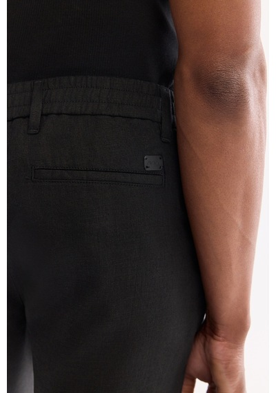 Avva Erkek Siyah Beli Lastikli %100 Keten Relaxed Fit Şort B003732