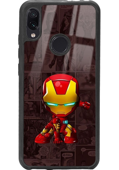 Xiaomi Redmi Note 7 İron Man Tasarımlı Glossy Telefon Kılıfı Siyah