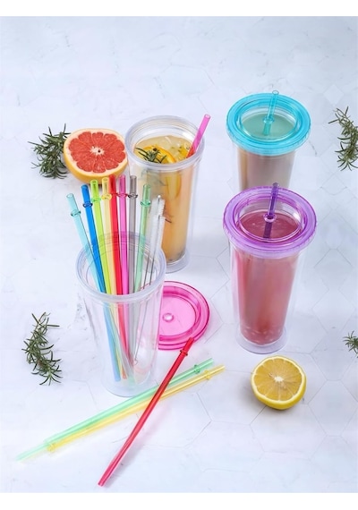 Stanley Quencher İle Uyumlu Premium Tritan Pipet Seti, 30 Cm Ekstra Uzun, 10 Mm Genişlik, Renkli, 4 Adet Pipet, 1 Temizleme Fırçası Dahil, Bpa İçermez, Kırılmaz Çok Renkli