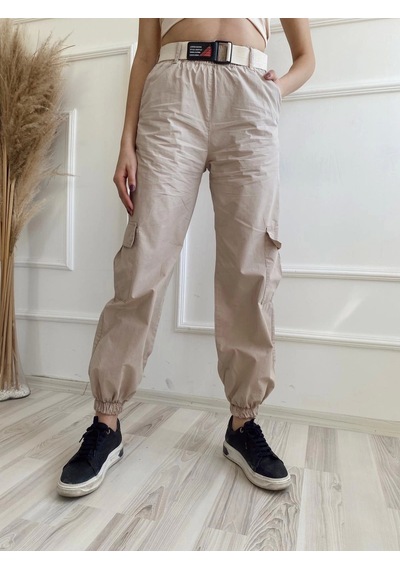 Kadın Kargo Model Pantolon Taş Rengi Sütlü Kahverengi