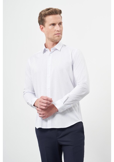 İmza Beyaz Uzun Kol Çizgili Desen Gabardin Sert Yaka Cepsiz Pamuklu Classic Slim Fit Gömlek 1004245205 Beyaz İmza Beyaz Uzun Kol Çizgili Desen Gabardin Sert Yaka Cepsiz Pamuklu Classic Slim Fit Gömlek 1004245205 Beyaz