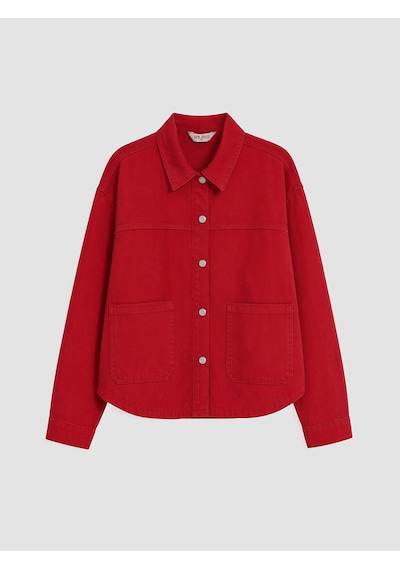 Lcw Vision Kırmızı Oversize Kadın Jean Gömlek
