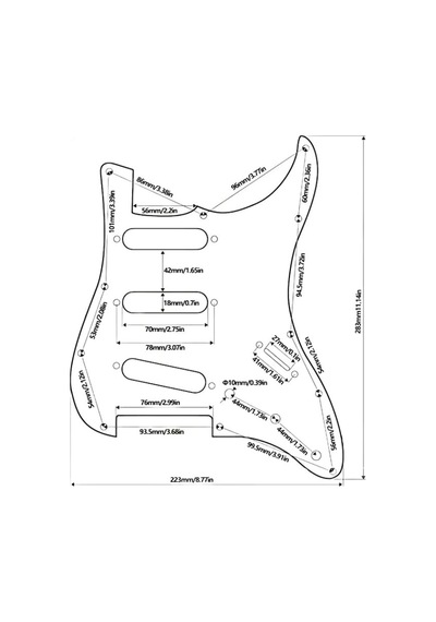 Stratocaster St Kasa Elektro Gitar Pickguard 3 Katmanlı 11 Delikli Düz Siyah