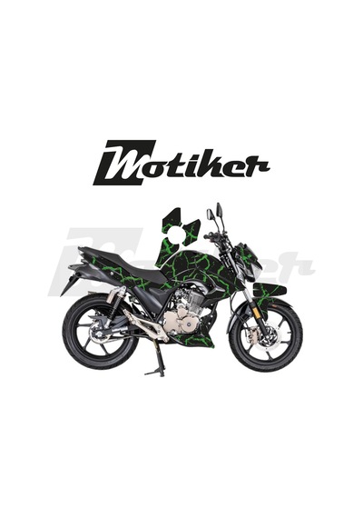Mondial Drift L Yeşil Şimşek Tasarımı Parçalı Kaplama Sticker Eti