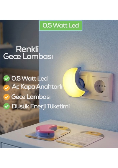 Bnl Ticaret Çocuk Odası Bebek Uyku Işığı Dekoratif Led Ay Lambası Beyaz